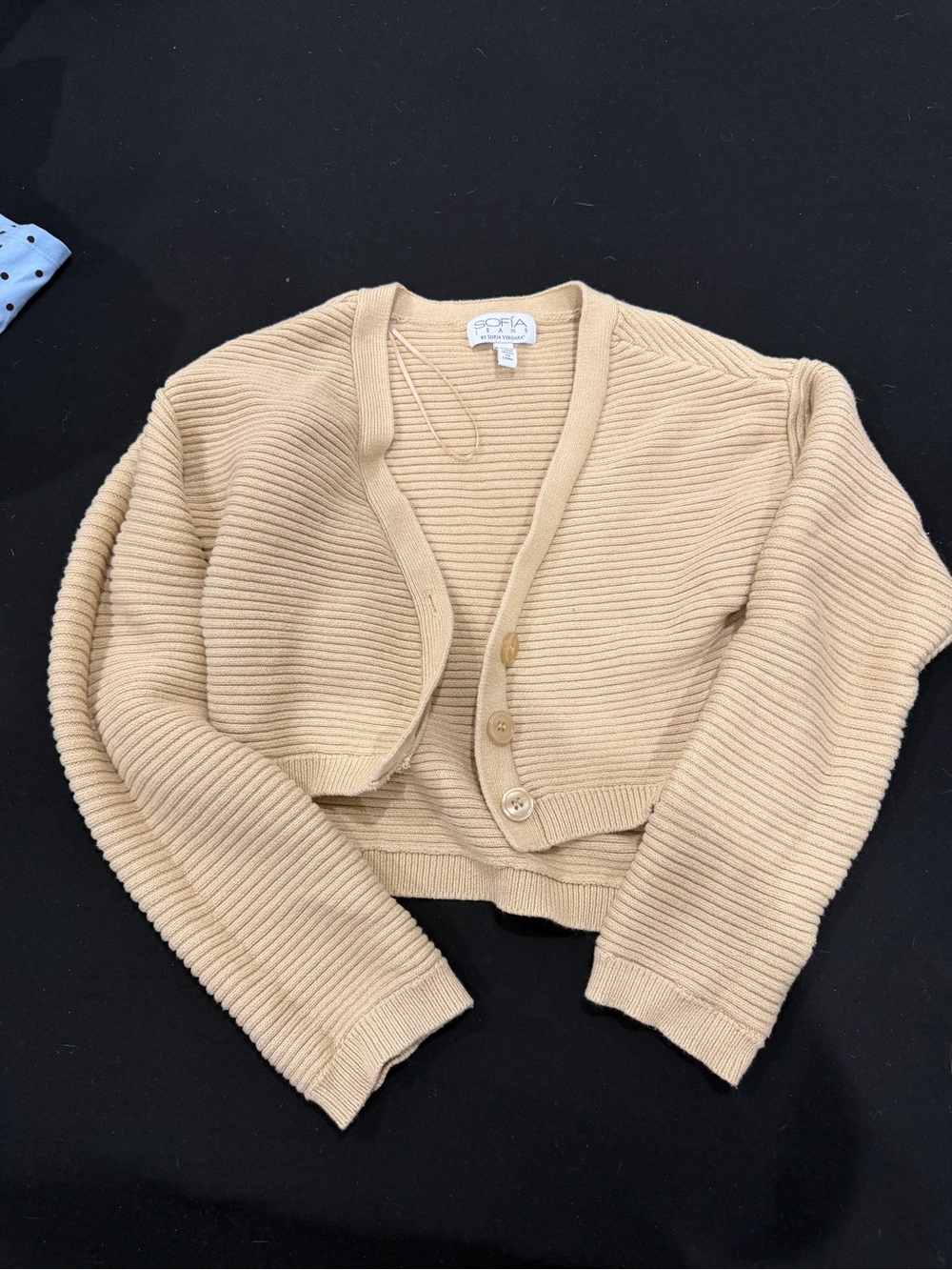 sofia by sofia vergara Cropped Ribbed Cardigan - Tan